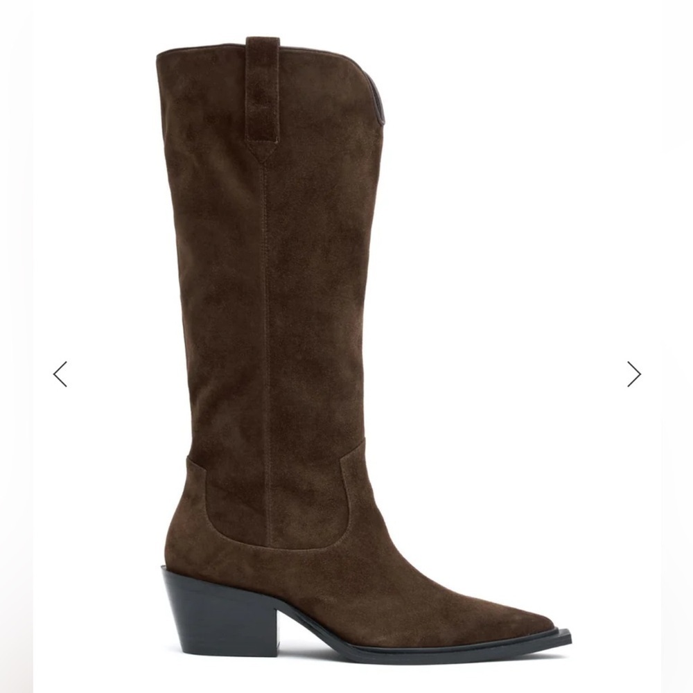 Nakedvice The Reid cocoa boots Brown suede western knee high shoes Revolve 8